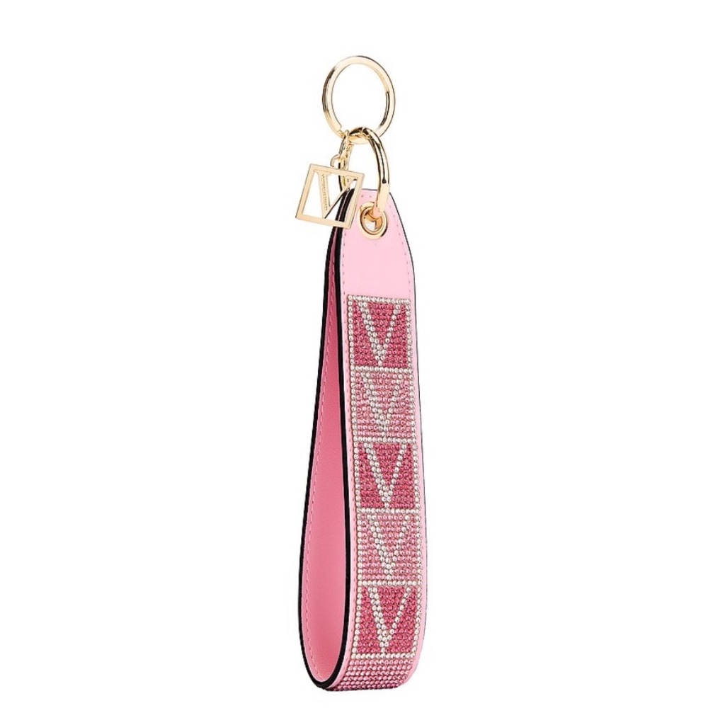 NWT Victoria’s Secret Pink Limited Edition Sparkle Logo Wristlet Strap Keychain